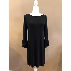 White House Black Market Black Dress with Ruffle Detail on the Sleeves, Size S